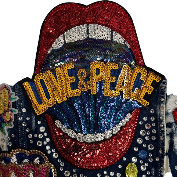 (H-223) Distressed Denim Jean Jacket Size S - Picture 6 of 16